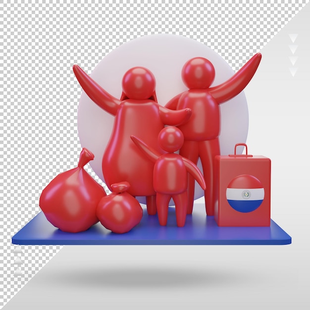 3d Journée Mondiale Des Réfugiés Drapeau Du Paraguay Rendu Vue De Face