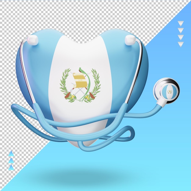 PSD 3d journée mondiale de la santé drapeau guatémaltèque rendu vue de face