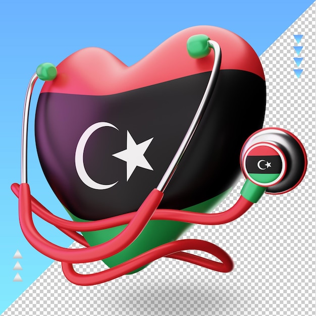 3d Journée Mondiale De La Santé Drapeau Libyen Rendu Vue Droite