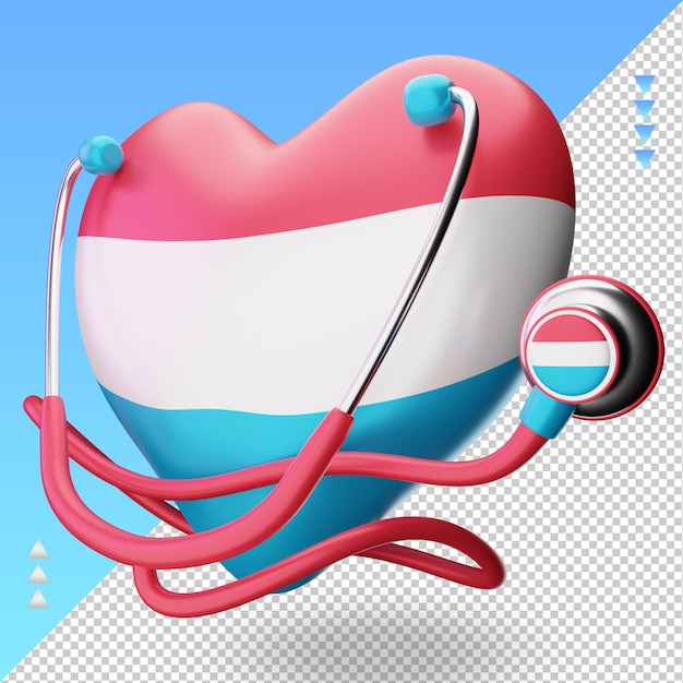 PSD 3d journée mondiale de la santé drapeau luxembourgeois rendu vue droite