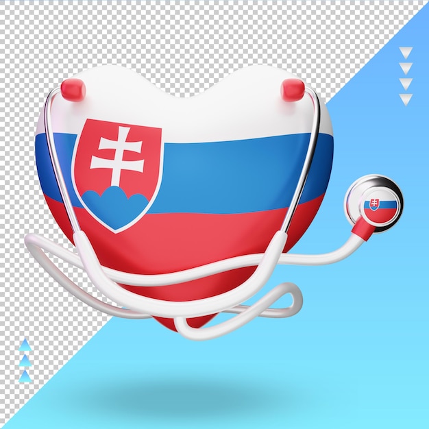 PSD 3d journée mondiale de la santé drapeau slovaquie rendu vue de face