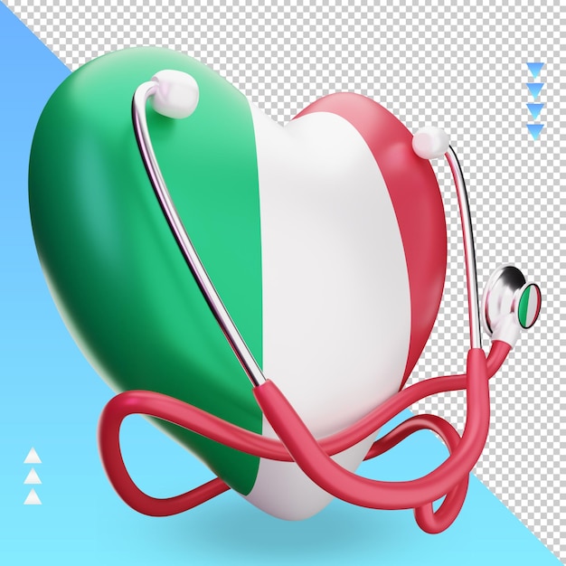 3d journée mondiale de la santé rendu du drapeau italien vue de gauche