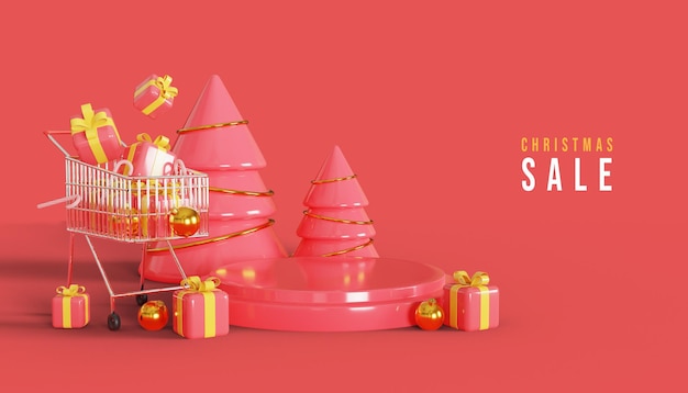 3d joyeux noël vente avec podium