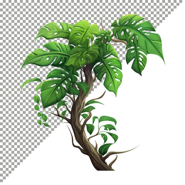 PSD 3d juego concepto de la jungla rama de la planta sin fondo psd archivo