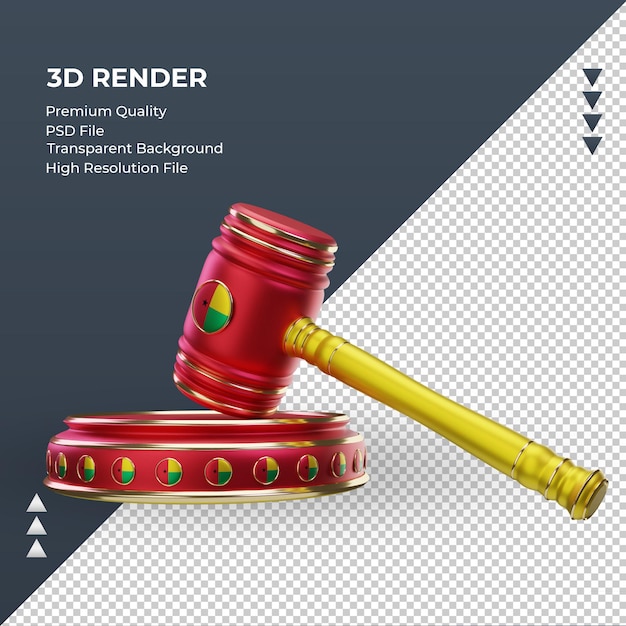 3d justiça bandeira da guiné renderização vista direita