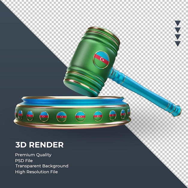 3d justiça bandeira do azerbaijão renderizando a vista esquerda