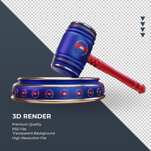 PSD 3d justiça bandeira do camboja renderizando a vista esquerda