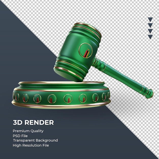 3d justicia bandera de zambia renderizado vista izquierda