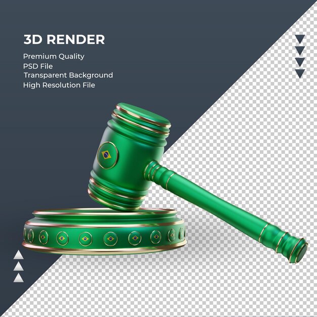 3d justicia brasil bandera renderizado vista derecha