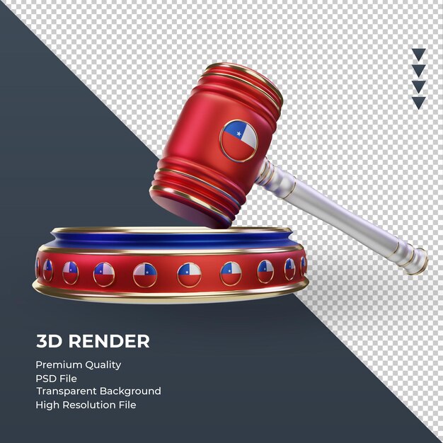 3d justicia chile bandera renderizado vista izquierda