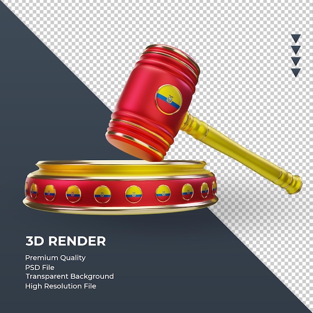 3d justicia ecuador bandera renderizado vista izquierda