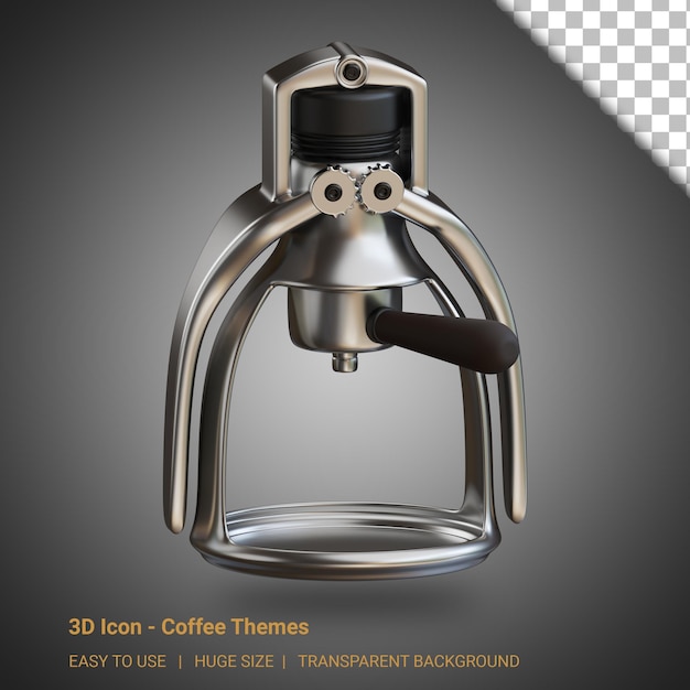 3d-kaffee-rok-presso-illustration mit transparentem hintergrund