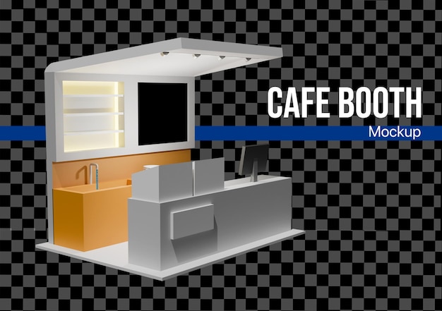 3D-Kaffee- und Kassierstelle-Mockup