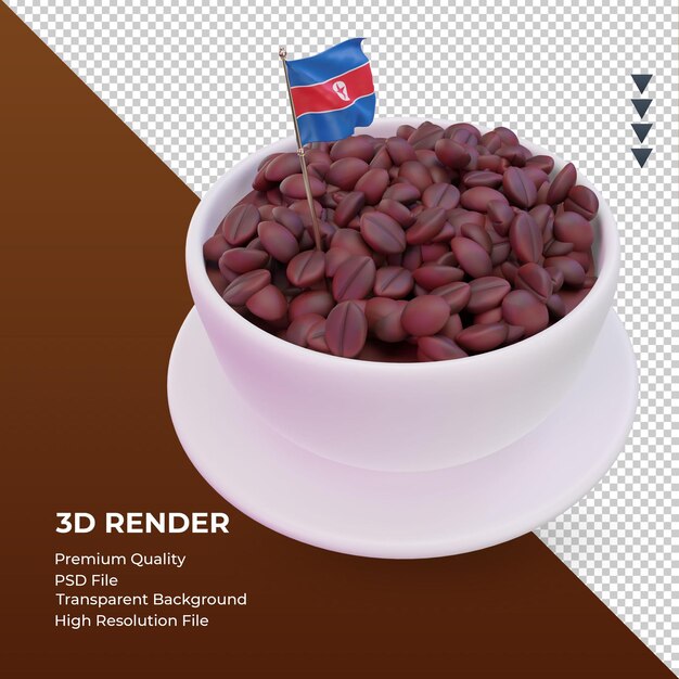 3D-Kaffeetag Nordkorea-Flagge, die die linke Ansicht wiedergibt