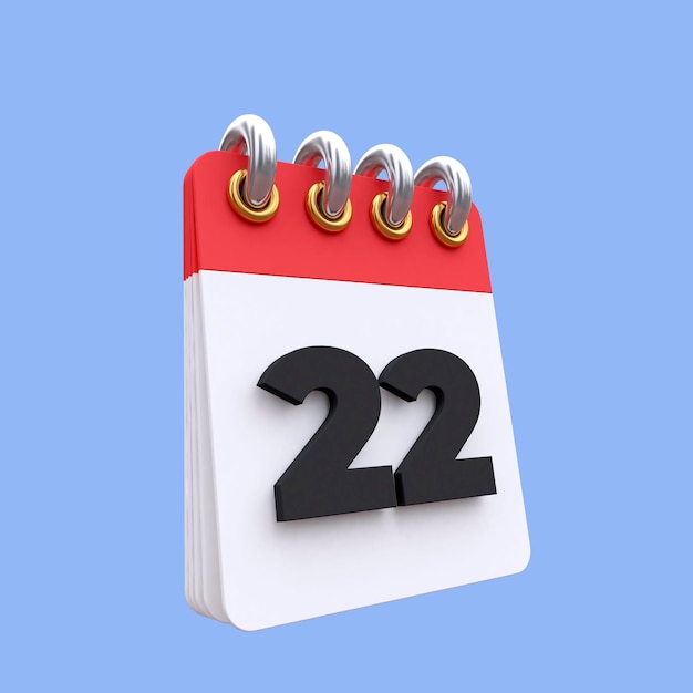 3D-Kalender Datum 22