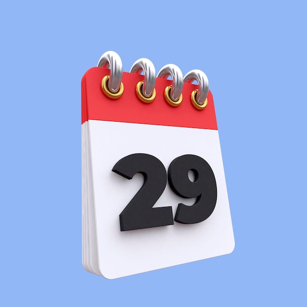 3D-Kalender Datum 29