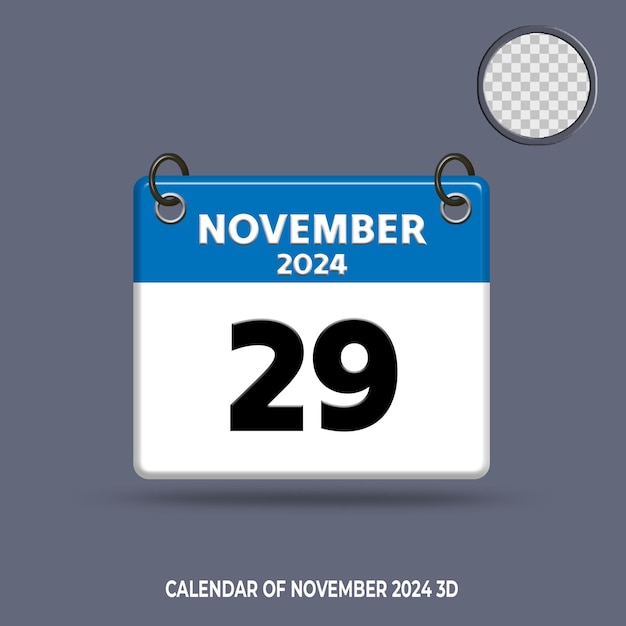 3d-kalender datum des november 2024