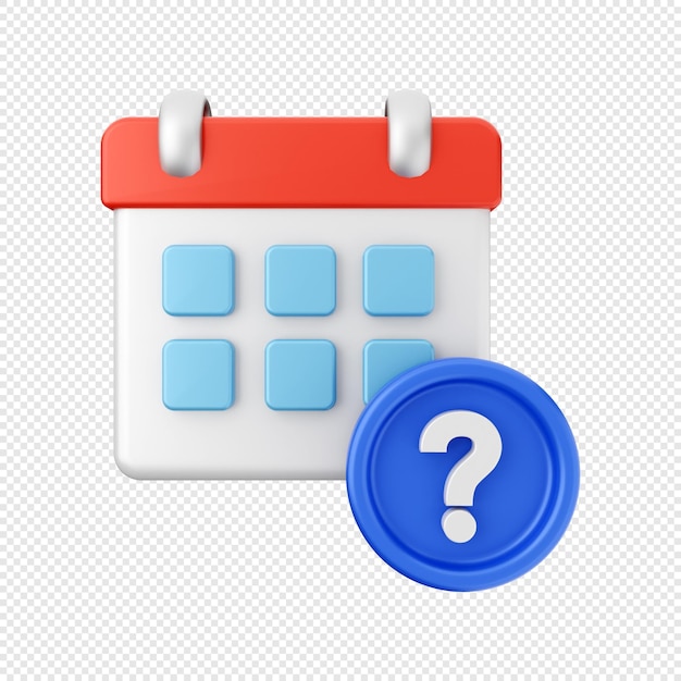 3D-Kalender Frage FAQ Datum Symbol Illustration