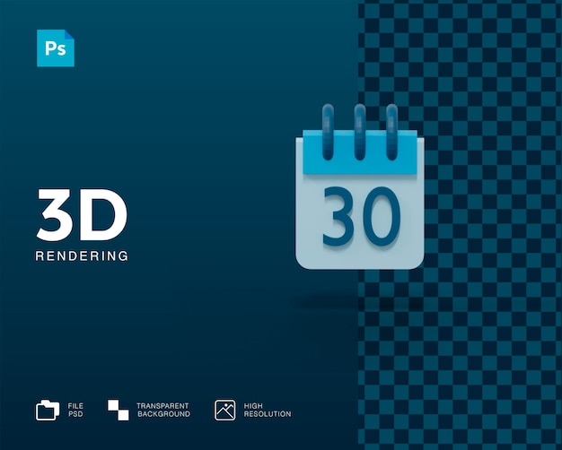 3d-kalender-rendering isoliert