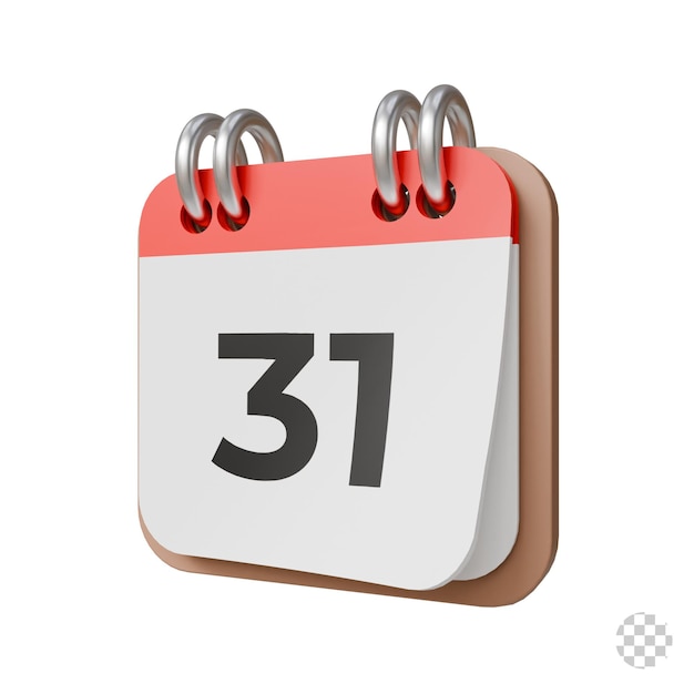 3D-Kalender-Symbol mit Datum und Zeitplan-Erinnerung