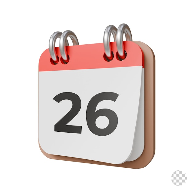3D-Kalender-Symbol mit Datum und Zeitplan-Erinnerung
