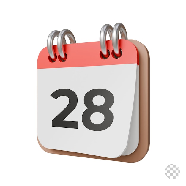 3D-Kalender-Symbol mit Datum und Zeitplan-Erinnerung