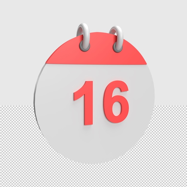 3d-kalenderdatum 16 gerenderte objektdarstellung