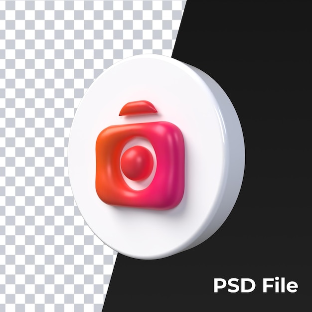 3d-kamera-galerie orange farbverlauf matt glänzend ui-symbol rendern premium psd