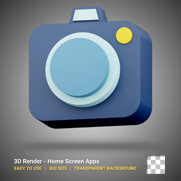 3D-Kamerasymbolillustration mit isoliertem Design