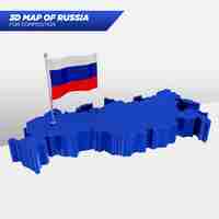 PSD 3d-karte von russland für werbekompositionen