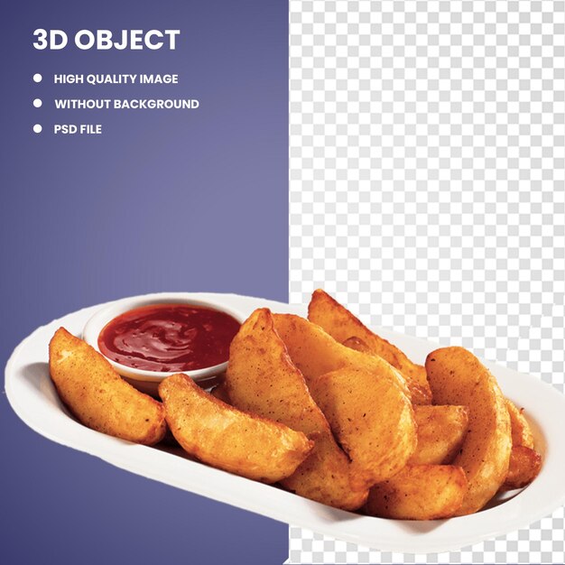 PSD 3d kartoffelkeilen pommes frites