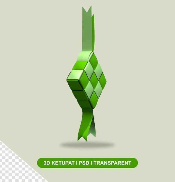 PSD 3d ketupat comida tradicional indonesia ramadán cultura