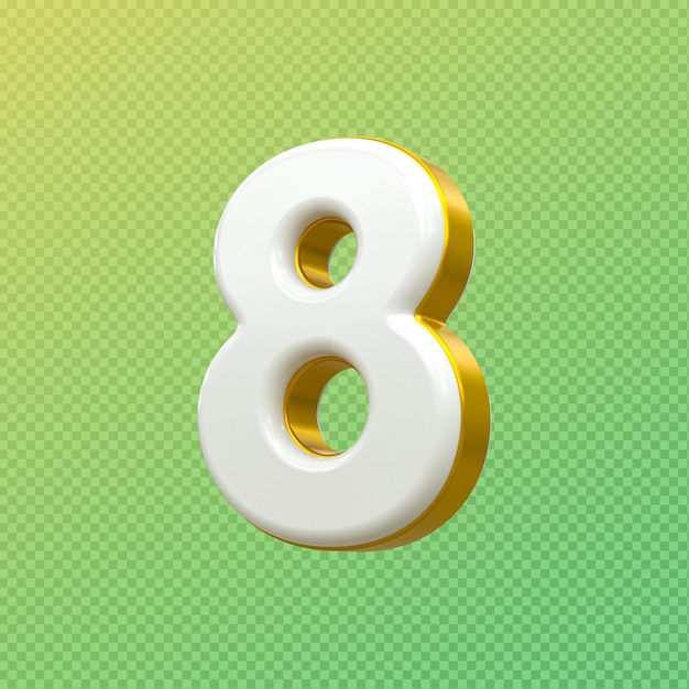 3D-Kinder-Alphabet Nummer A 3D-Rendering Buchstabe 8 mit durchsichtigem Hintergrund