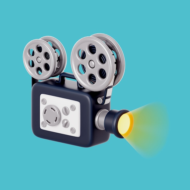 3D-Kino-Icon-Illustration mit Projektor