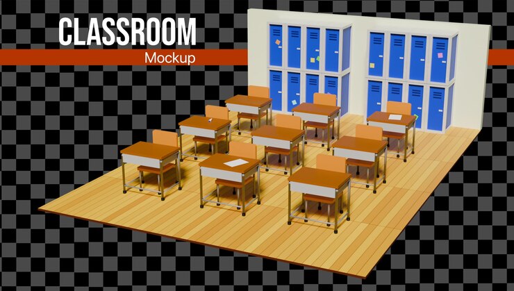 PSD 3d-klassenzimmer für schulmodelle
