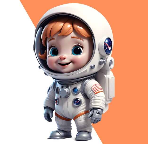 PSD 3d kleiner astronautenjunge