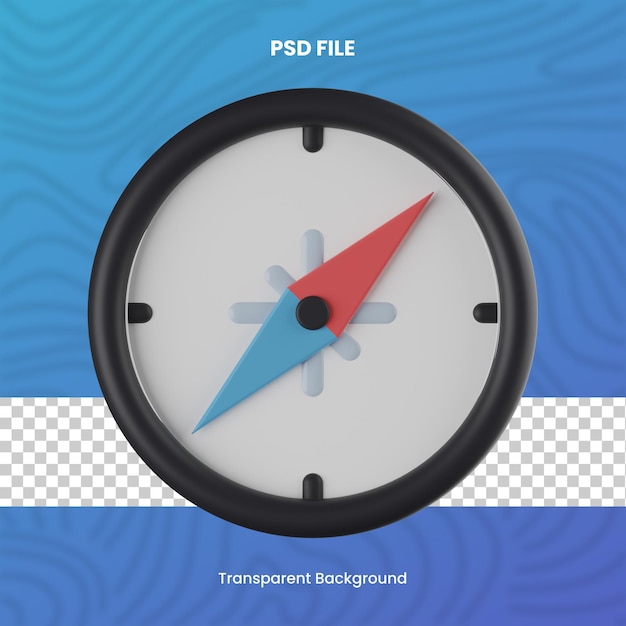 PSD 3d-kompass mit durchsichtigem hintergrund in hoher qualität