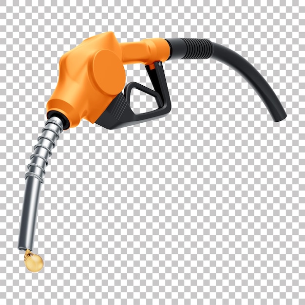 3D-Kraftstoffpumpendüse für Benzin, Alkohol und Diesel an einer Tankstelle mit durchsichtigem Hintergrund