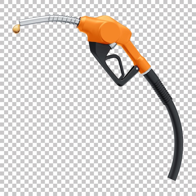 3D-Kraftstoffpumpendüse für Benzin, Alkohol und Diesel an einer Tankstelle mit durchsichtigem Hintergrund