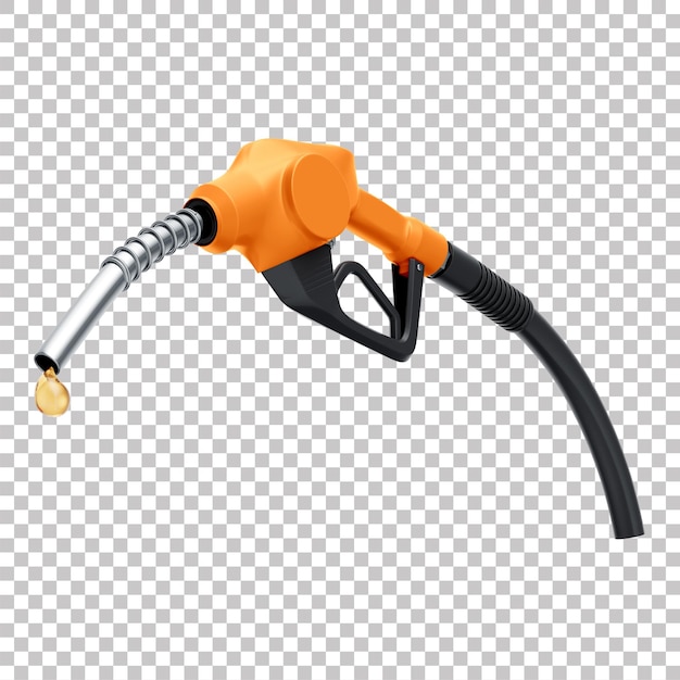 3D-Kraftstoffpumpendüse für Benzin, Alkohol und Diesel an einer Tankstelle mit durchsichtigem Hintergrund