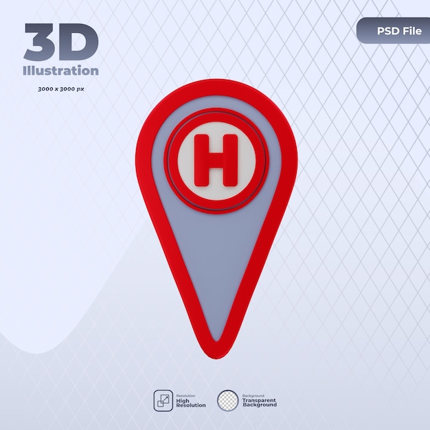 PSD 3d-krankenhausstandort-symbolillustration