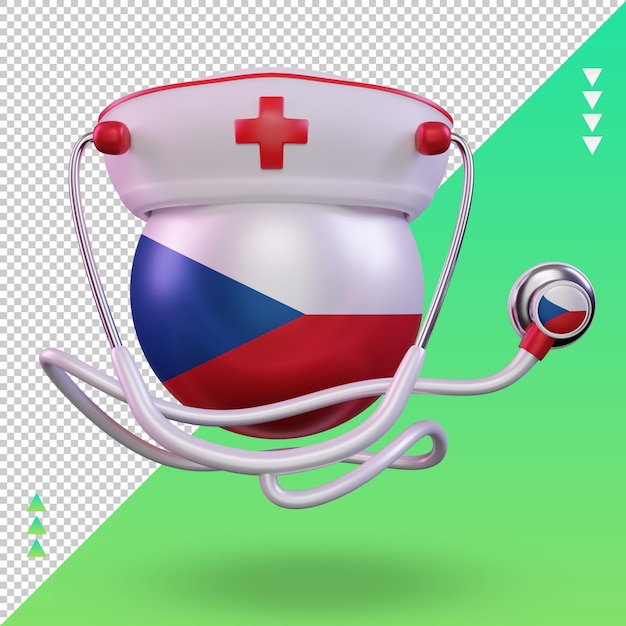 PSD 3d-krankenschwester tag tschechische republik flagge rendering vorderansicht