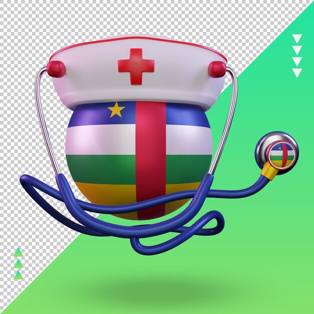 3D-Krankenschwester Tag Zentralafrikanische Republik Flagge Rendering Vorderansicht