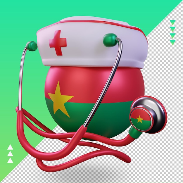 3D-Krankenschwestertag Burkina Faso-Flagge, die die rechte Ansicht wiedergibt