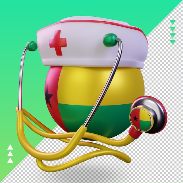 3D-Krankenschwestertag Guinea-Flagge, die die rechte Ansicht wiedergibt