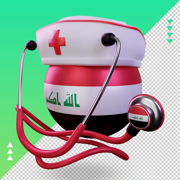 PSD 3d-krankenschwestertag irak-flagge, die die rechte ansicht wiedergibt