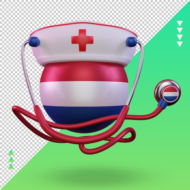 3D-Krankenschwestertag Niederländische Flagge, die Vorderansicht wiedergibt