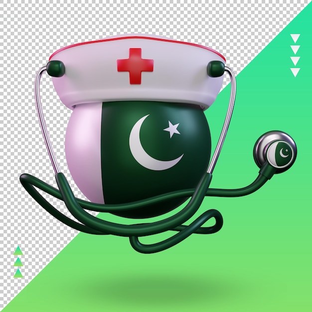 3d-krankenschwestertag pakistan-flagge, die vorderansicht wiedergibt