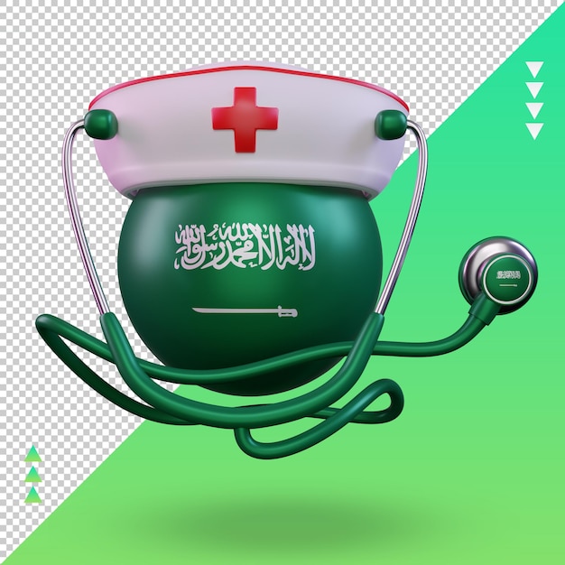 3d-krankenschwestertag saudi-arabien-flagge, die vorderansicht wiedergibt