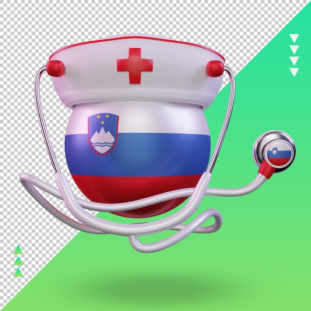 3D-Krankenschwestertag Slowenien-Flagge, die Vorderansicht wiedergibt